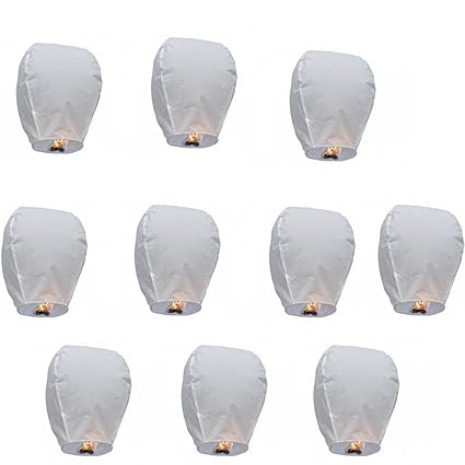 Santa Stores - Premium Thai White Sky Lantern Pack of 10(103cms X45cms X40cms)