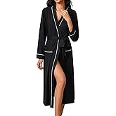 Ekouaer Womens Robe Long Bathrobe Lightweight Soft Knit Kimono Robes Ladies Casual Sleepwear S-3XL