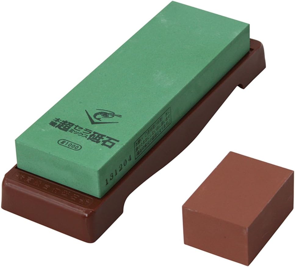 Naniwa Ebijirushi Super Ceramic Sharpening Stone with Base #1000 Grit SS-1000 from Japan, Green, 210 x 70 x 25mm