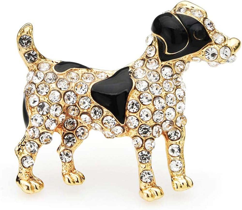 Enamel Spot Dog Brooches Women Rhinestone Dog Pets Animal Party Casual