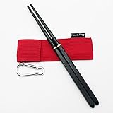 Hawk Zing Foldable Rosewood / Ebony Chopsticks with Carry Bag Perfect for Backpacking Camp and Travel Portable Tableware