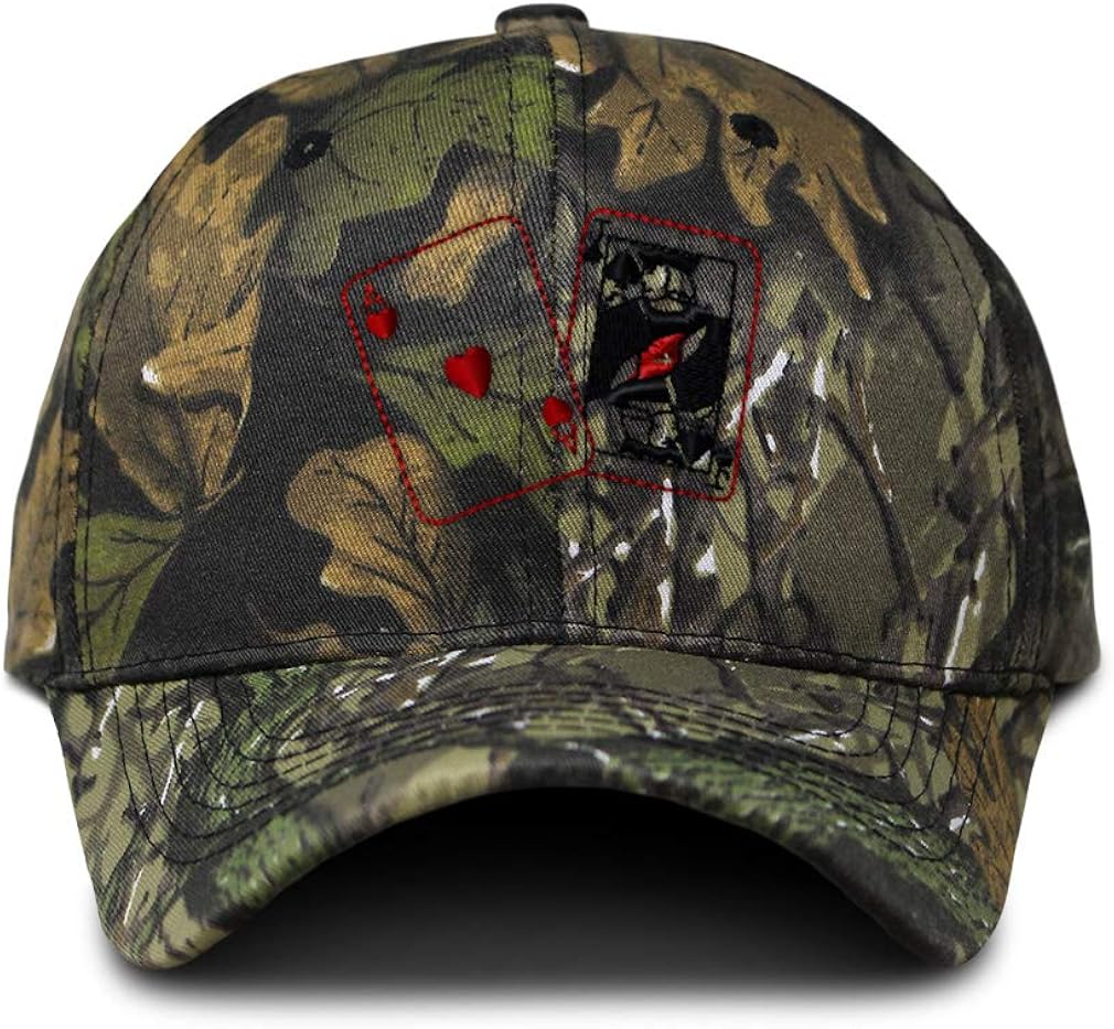 Speedy Pros Camo Baseball Cap Blackjack Outline Embroidery Cotton