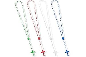 ZYFLSQ Bulk Plastic Rosary Beads Catholic 12 Pack, 17 Inch Assorted Rosary 4 Colors