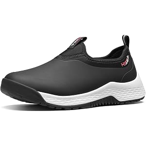 HISEA Ankle Rain Boots for Men, Slip-On Waterproof Walking Shoes with Arch Support, Comfortable Mens Chelsea Garden Shoe for