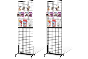 NectaCol Grid Wall Panels, 2 Packs 2'x 6' Gridwall Panels Tower with T-Base, Black Wire Grid Wall Display Rack, Craft Show Display Rack, Art Gridwall Display Stand
