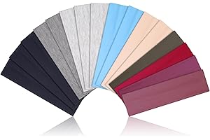DiyJibb 16Pcs Cotton Cloth Headbands for Women's Hair Accessories, Non-Slip Sports Headband Bands & Hair Ties, Soft Fabric for Yoga, Running, Workout