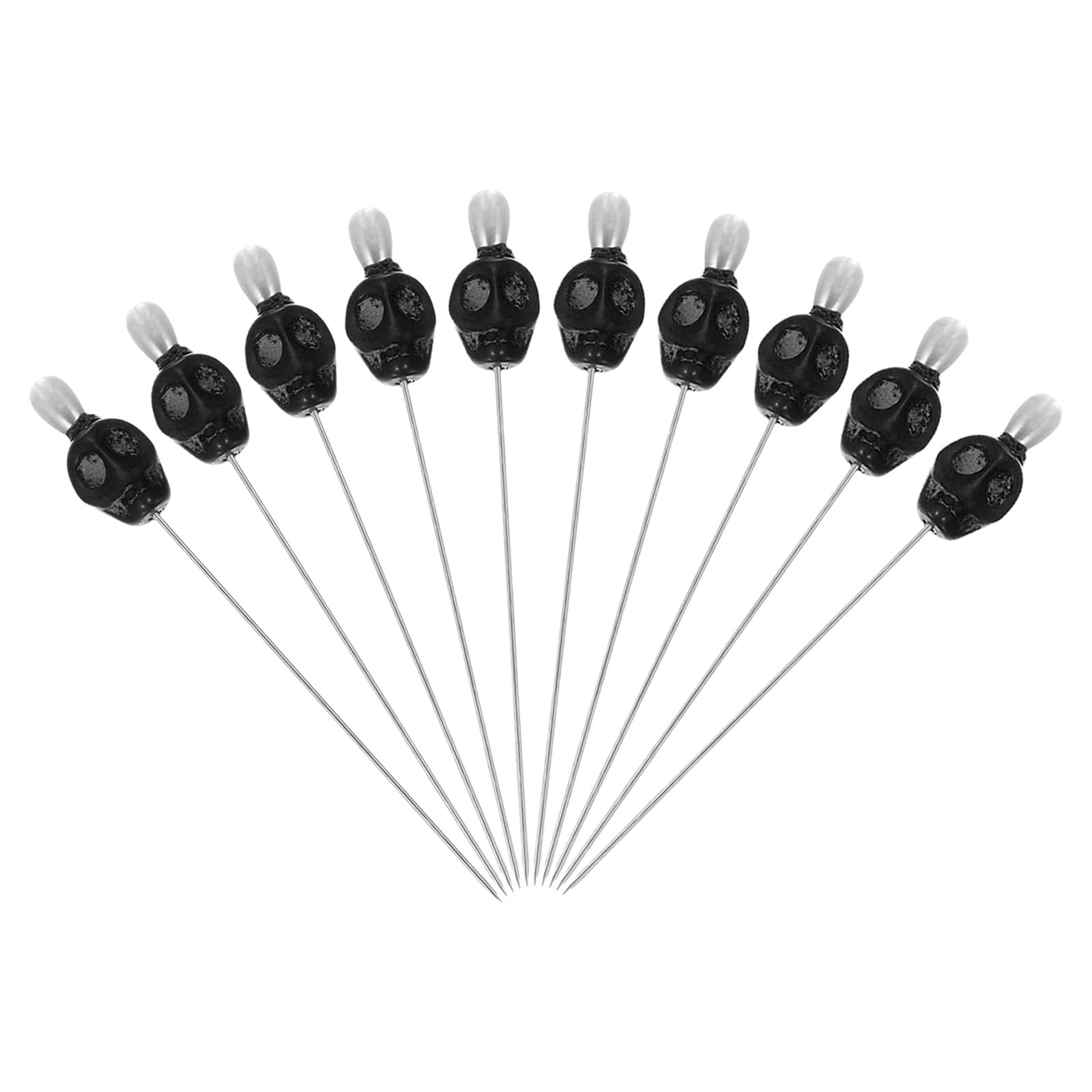 PATIKIL 3" Skull Sewing Pins, 10Pcs Steel Straight Pins with Skull Head for Fabric DIY Decoration Crafting Quilting Sewing Supplies, Black