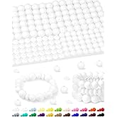 200Pcs FIVEIZERO Mixed Silicone Beads for Keychain Making, 12mm 15mm Round and 12mm Lentil Silicone Beads for Pens Bracelet Necklace DIY Crafts(White)