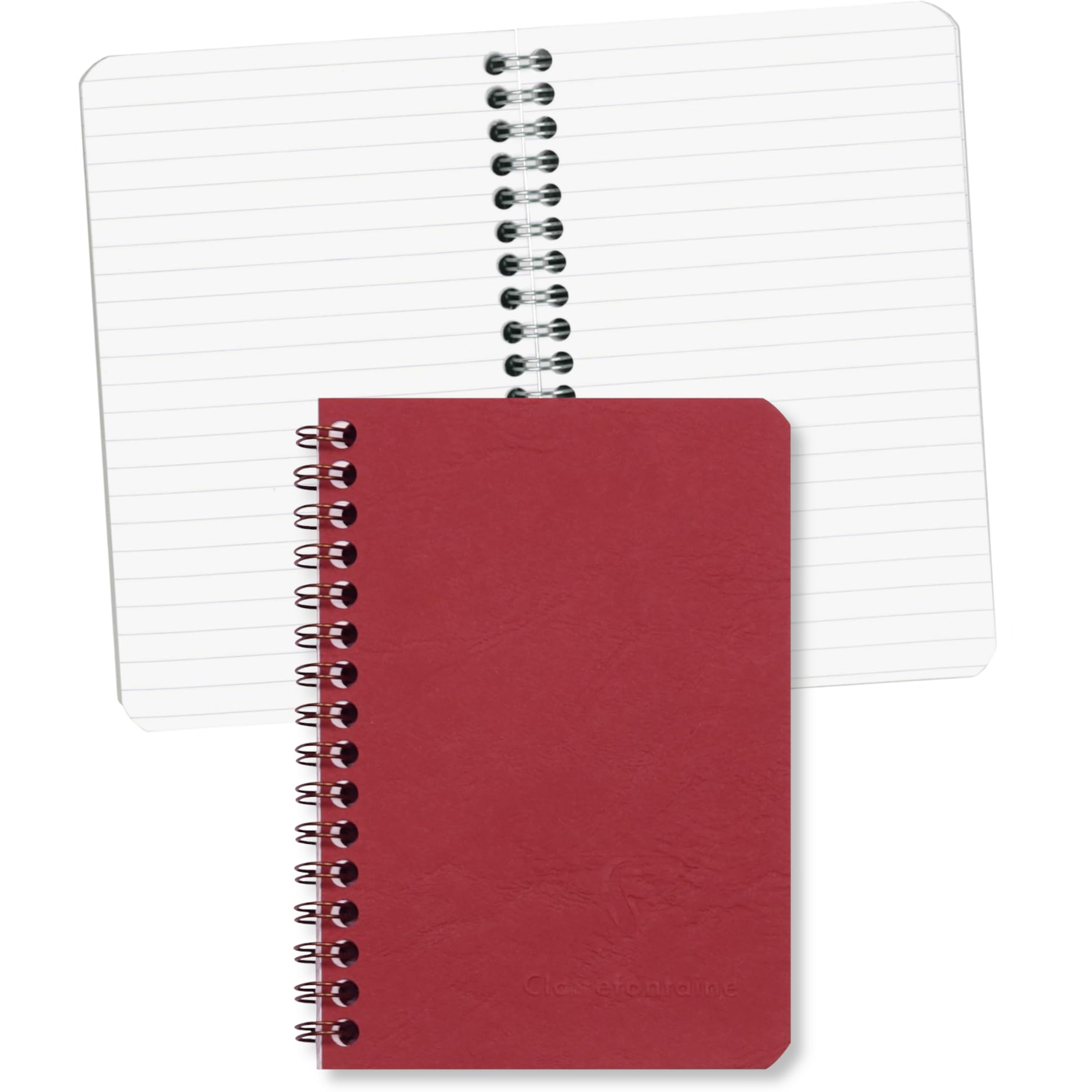 Clairefontaine 785962C - Collection Age Bag - Red Spiral Notebook - Size: 9x14 cm - 100 Lined Pages - White Paper 90 g - Lustrous Card Cover Leather Grain