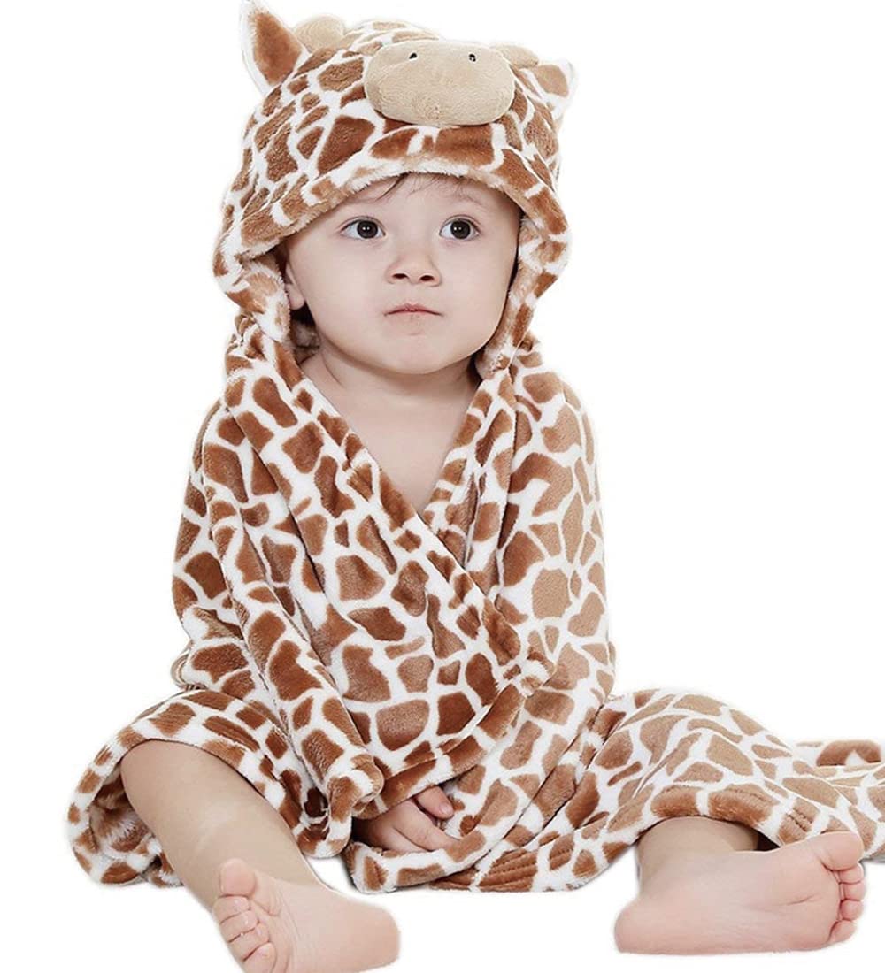 Gneliwm Baby Hooded Blanket Swaddle Wrap Newborn Infant Toddler Cute Soft Plush Bath Shower Towel Brown