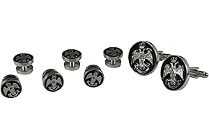 THE QUIET WITNESS 4031927 Scottish Rite 33 Degree Cuff Links Tuxedo Studs 33rd Degree Consistory Wings Down Double Eagle Supreme Council Jurisdiction