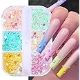 Aurora Mermaid 3D Bubble Beads Nail Charms Jewelry,6 Grids Mixed Color Crystal Gems Nail Art Decoration Acrylic Nails Flatback Rhinestones for Nails DIY Accessories Nail Supplies