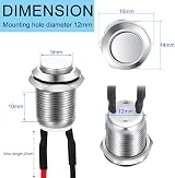 Gebildet 3 Pcs Prewired Waterproof Push Button Latching 12mm 2A 125V/250V AC view 3
