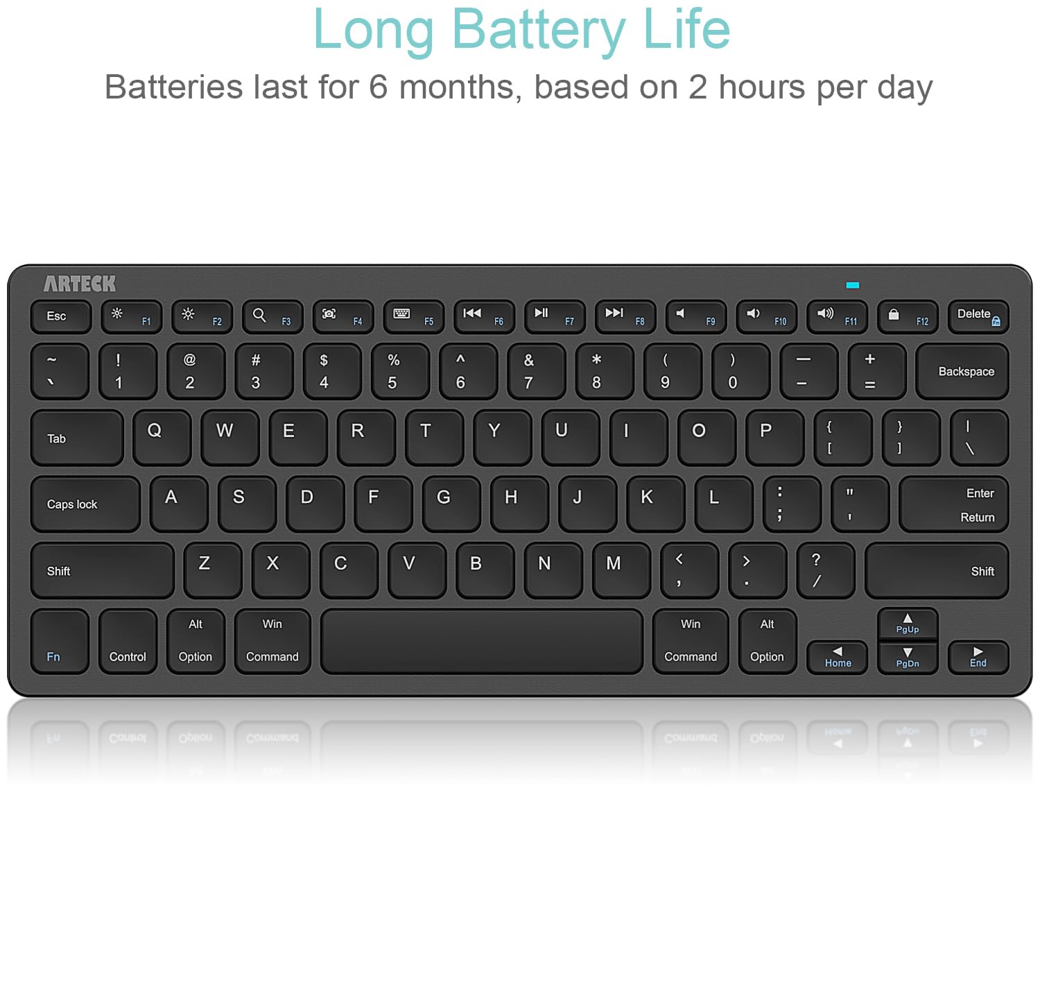 Arteck Ultra-Slim Bluetooth Keyboard Compatible with iPad 10.2-inch/iPad Air/iPad 9.7-inch/iPad Pro/iPad mini, iPhone and Other Bluetooth Enabled Devices Including iOS, Android, Windows, Black