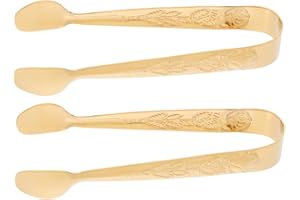 PAMINGONO 2pcs Stainless Steel Sugar Clip Small Ice Tongs for Party Appetizers Serving Tongs for Tea Desserts