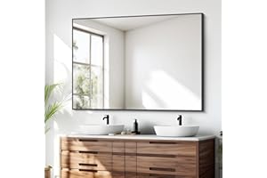 BONEWEI Bathroom Mirror,36x48 inch Large Wall Mirror for Bathroom Wall Mounted Black Rectangle Corner Mirrors,Black Bathroom Mirror for Living Room,Farmhouse,Bedroom Entryway,Horizontal/Vertical