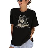 MARSVOVO Summer Tshirt for Women Basic Crewneck Oversized Graphic Tees Soft Cotton Short Sleeve Shirts