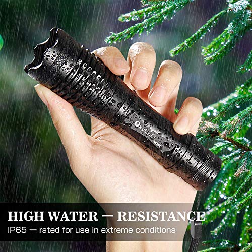 [Rechargeable] LED Tactical Flashlight, OxyLED Super Bright 900 Lumens CREE T6 LED Torch, 18650 Battery Included, IPX-6 Water Resistant, Zoomable, 5 Light Modes for Camping Hiking and Emergency Use - Thumbnail 2