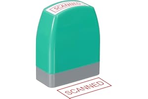 PATIKIL Scanned Notice Stamp Self Inking, Red Ink Refillable Office Business Stamp Pre Inked Stamper, Green