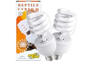 ReptiKing UVB Reptile Light, 2-Pack 10.0 24W UVB Bulbs, UVA UVB Reptile Light Bulb Lamp for Bearded Dragon, Tortoise, UV Bulbs for Desert Reptiles Tank Accessories