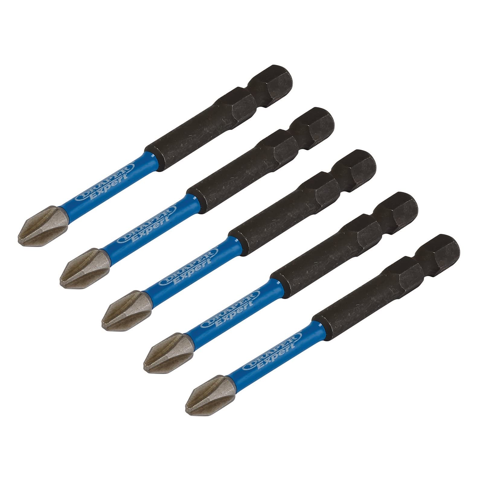 Draper 05676 Cross Slot/PH Type Impact Screwdriver Bits, No.2 x 75mm (Pack of 5)