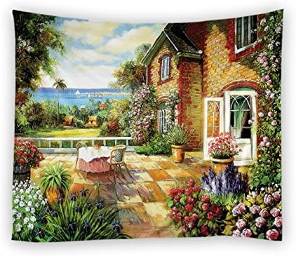 Dodou 3D digital printin Tapestry Garden Theme tapestry Light-weight Polyester Fabric Wall Decor (51"H x 60"W)