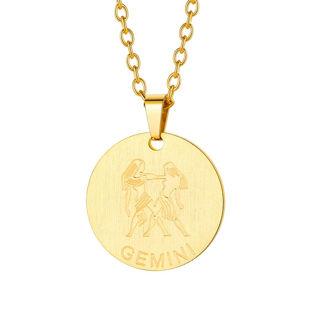 Custom4U Gold Zodiac Sign Necklaces for Woman Girls Constellation Jewellery Gemini Birthday Jewelry Gift