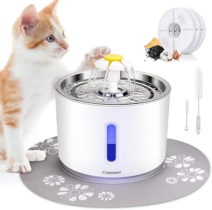 Amazon Com Comsmart Cat Water Fountain 81oz 2 4l Led Pet
