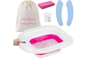 YYYSITZ Electric Sitz Bath, Sitz Bath for Hemorrhoids, Sitz Bath for Postpartum Care, Toilet Seat Basin for Women, Yoni Hip Bath Pan, Sits Bath Soak Salts Bowl, Vaginal Wash Tub, Foldable, Pink
