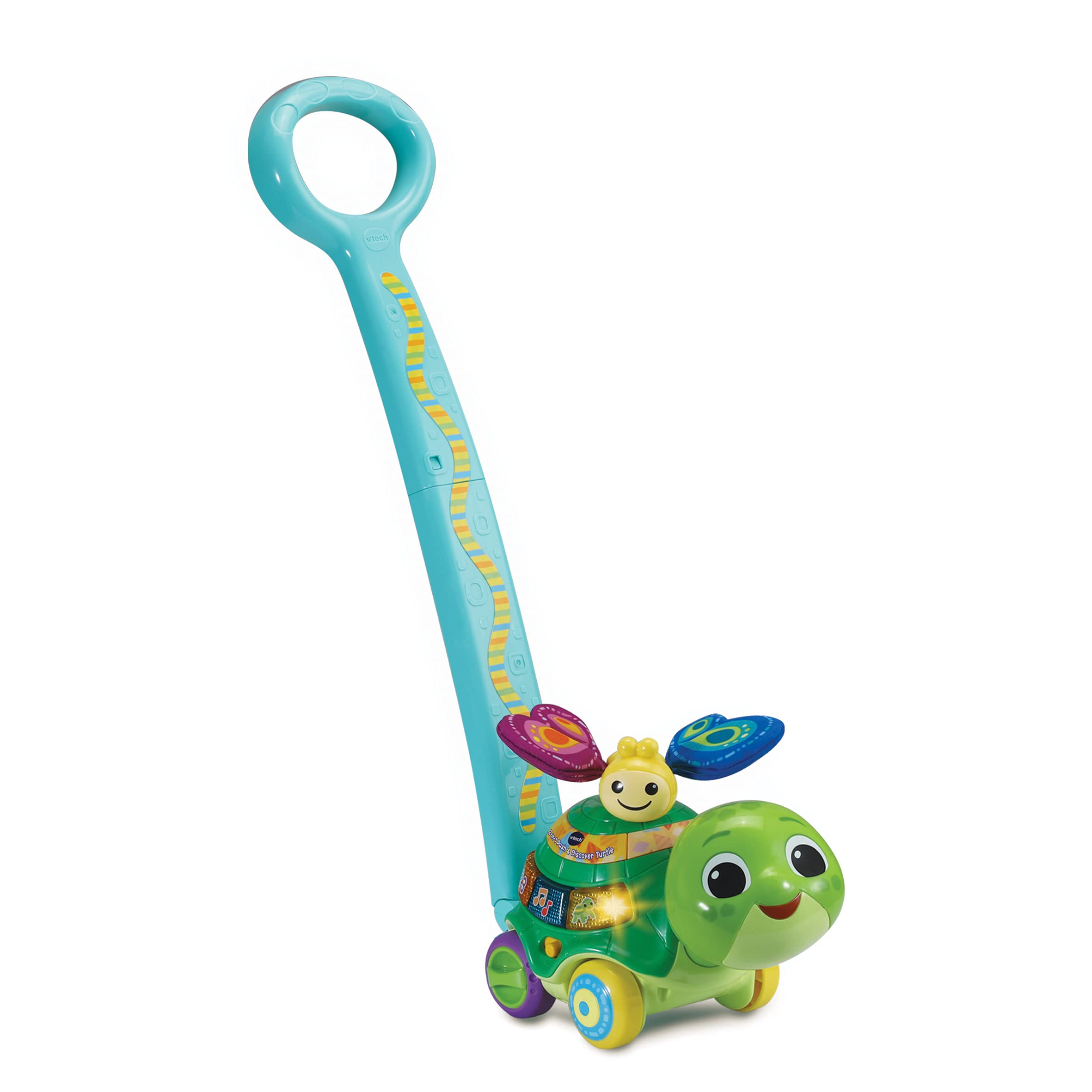 VTech Baby 2-in-1 Push & Discover Turtle, Push Along Toy for Babies, Interactive Buttons, Lights & Sounds, Educational Toy for Children aged 12, 18, 24+ Months, English Version