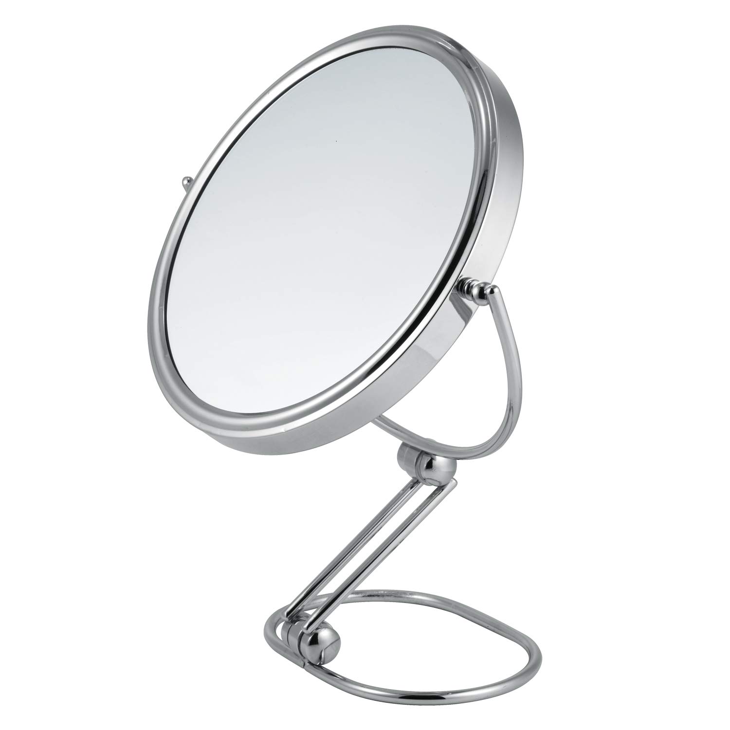 VINN DUNN Folding Cosmetic Mirror 15cm With Magnification 1X/3X Chrome, Pre-Assembled Tilting Countertop, Dual-Sided Folding