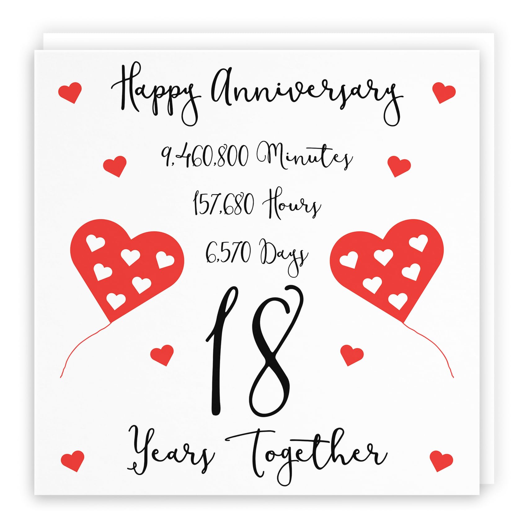 Hunts England - 18th Wedding Anniversary Card - 18 Years Together - Happy Anniversary - Timeless Collection - Fun Cute Card — image 1