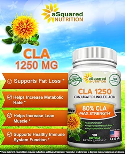 Pure Cla Safflower Oil Supplement 180 Softgel Capsules Conjugated Linoleic Acid Weight Loss Diet Pills Natural Cla 1250mg Plant Derived Seed Complex For Men Women Fat Burner Non Stimulant In