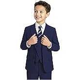 TAMIFLY Boys 5 Piece Wedding Suit Slim Fit Kids Double Breasted Tuxedo Formal Suits for Teen Toddler Ring Bearer Outfit