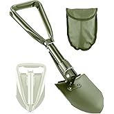 Camping Shovel, 18.5'' Digging Shovel Portable Ergonomic High Carbon Steel Folding Shovel for All Occasions Outdoor Camping Hiking Garden (Green/Silver)