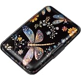 Coco Rossi Credit Card Holder RFID Aluminum Small Mini Wallet Women | Metal Wallet, Business Cards Holder, ID Case, Slim Sleeves, Womens Girls Gift, Carry Proof Wallets for Travel, Dragonfly