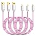 Eversame 3-Pack 6ft/1.8M High-Speed Nylon Braided USB2.0 A Male to Micro B Cable with Aluminum Shell and Gold-Plated Connectors for Samsung, LG, HTC and Other Tablet Smartphone-Pink