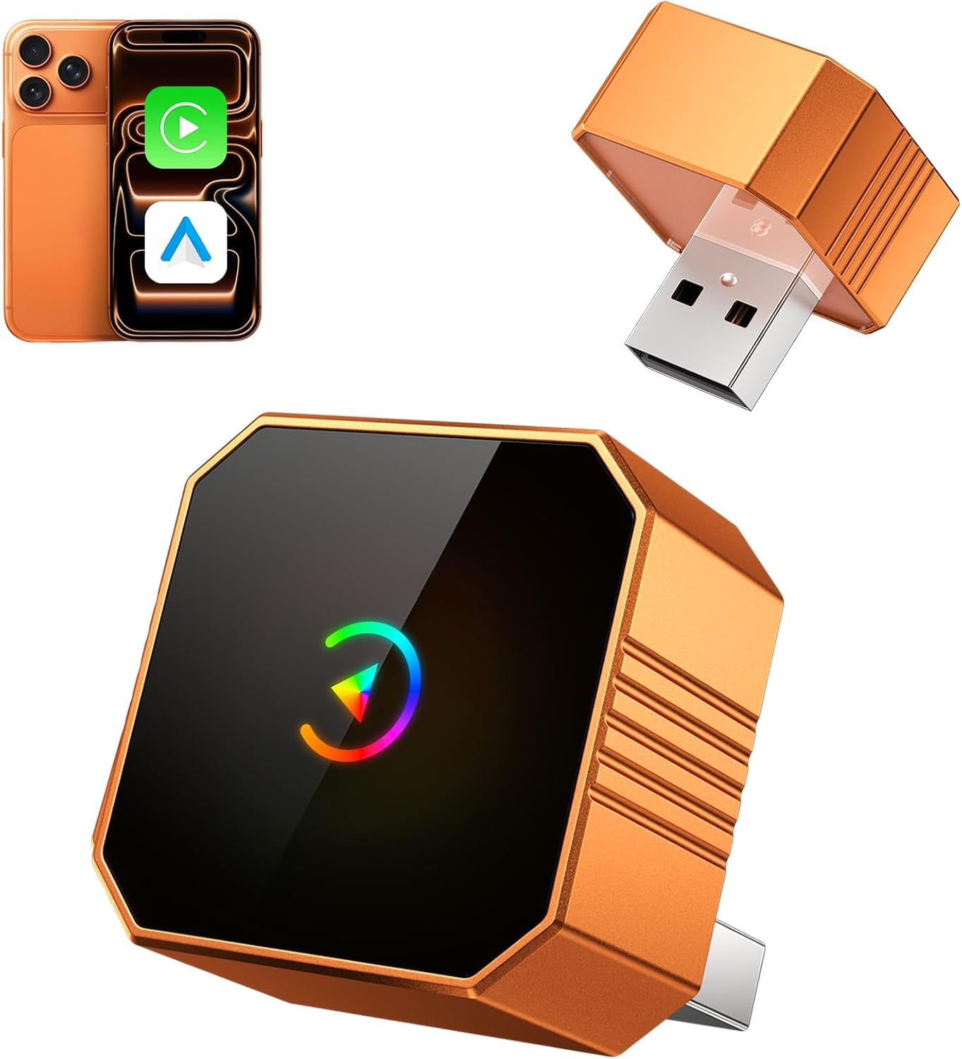 Photo 1 of 2026 Wireless CarPlay Adapter, 2in1 Mini CarPlay Wired to Wireless with Fast Stable Connection, Plug and Play, Zero Delay Car Play for iPhone iOS 10+, Android 11+Marine Autopilots