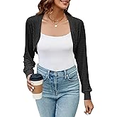 Imily Bela Women's Summer Cropped Cardigan Casual Long Sleeve Knit Sweaters Open Front Bolero Shrugs for Dresses