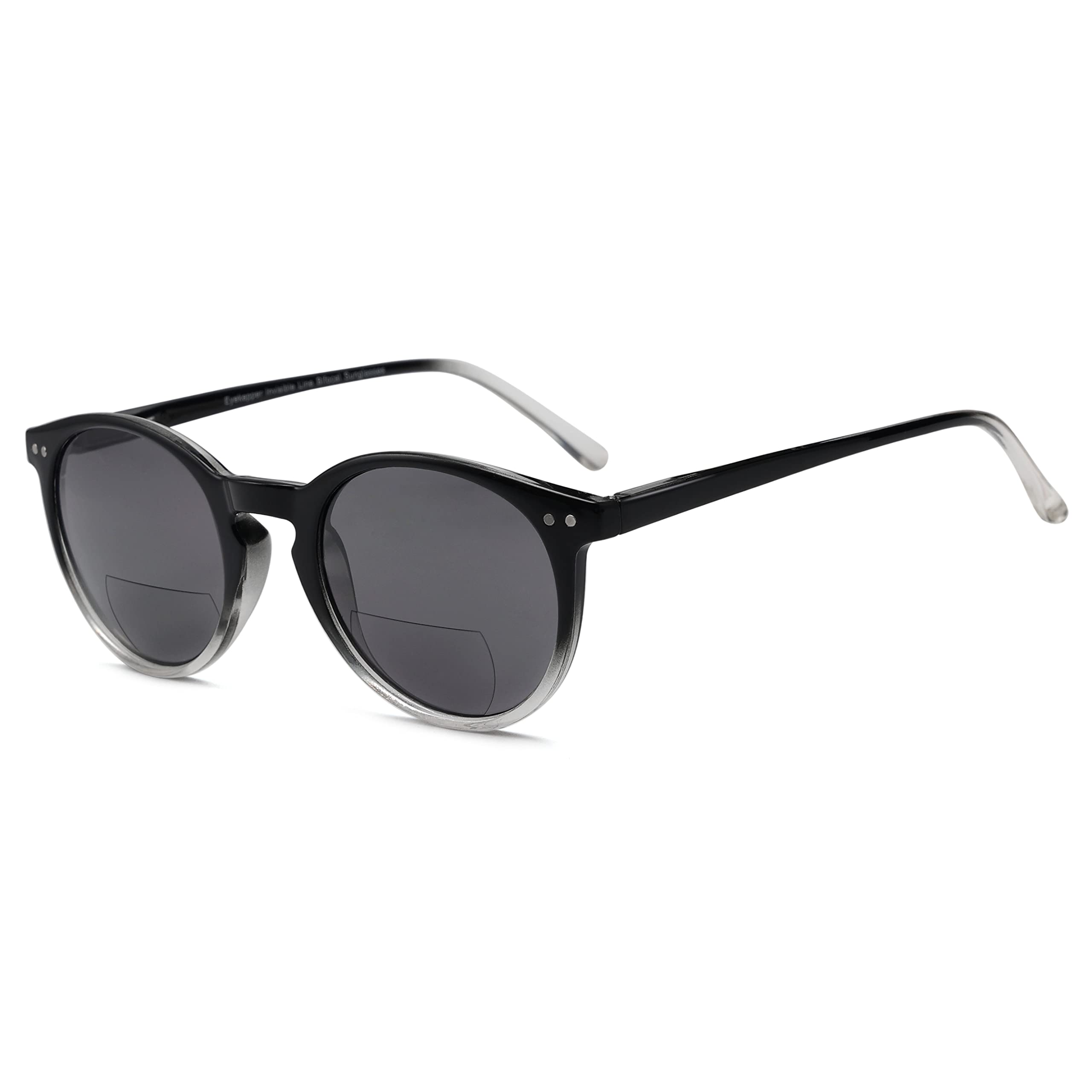 Eyekepper Key Hole Style Spring-Hinged Round Bifocal Sunglasses Sunshine Readers (+2.50, Black-Clear)