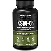 Jacked Factory Ashwagandha Root Extract (KSM-66 Ashwagandha) w/ 5% Withanolides - Supplement for Natural Stress Relief, Cognitive Function, Vitality, and Mood Support - 60 Veggie Capsules