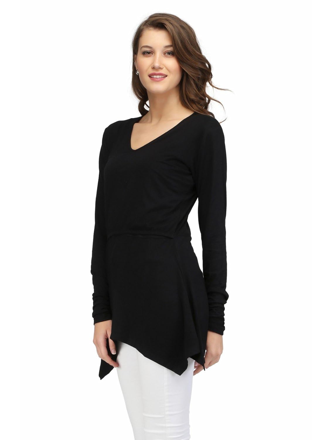 karmic vision women's viscose lycra black casual top