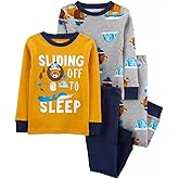 Carter's Boy’s 4-Piece Snug Fit Cotton PJs (as1, age, 2_years, Sliding off to sleep, 2T)