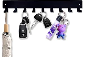MONLYEY Key Holder for Wall | Metal Key Holder Hooks Organizer Rack | Metal Key Organizer Wall Decorative with 7 Hooks for Entryway, Front Door, Hallway, Kitchen, Office (12 Inches, 9 Hooks)