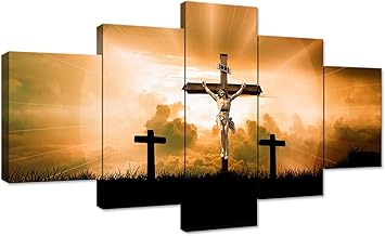 Amazon Com Amemny Christian Crosses Wall Art Decor 5 Panel Canvas