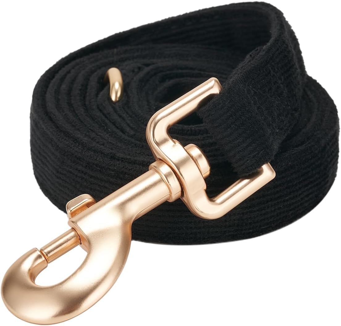 Petiry Soft Dog Lead with Gold Metal Clasp for Puppy Small Dogs,1.5cm x 150cm,Black S — image 1