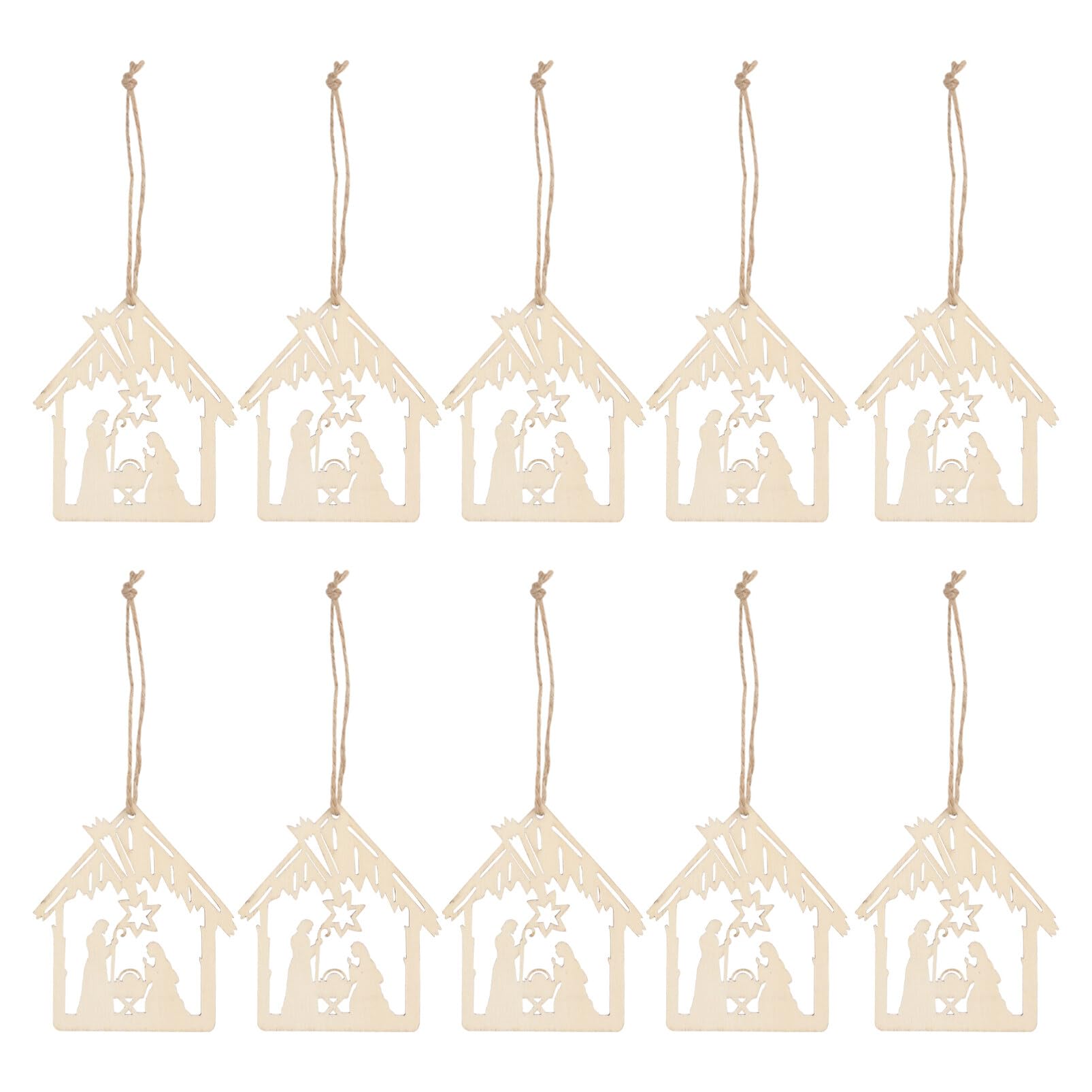 BESPORTBLE 20Pack Nativity Scene Christmas Ornaments, Xmas Wooden Hanging Ornaments Nativity Christmas Tree Pendants Keepsake The Birth of Jesus Decor Religious for Family