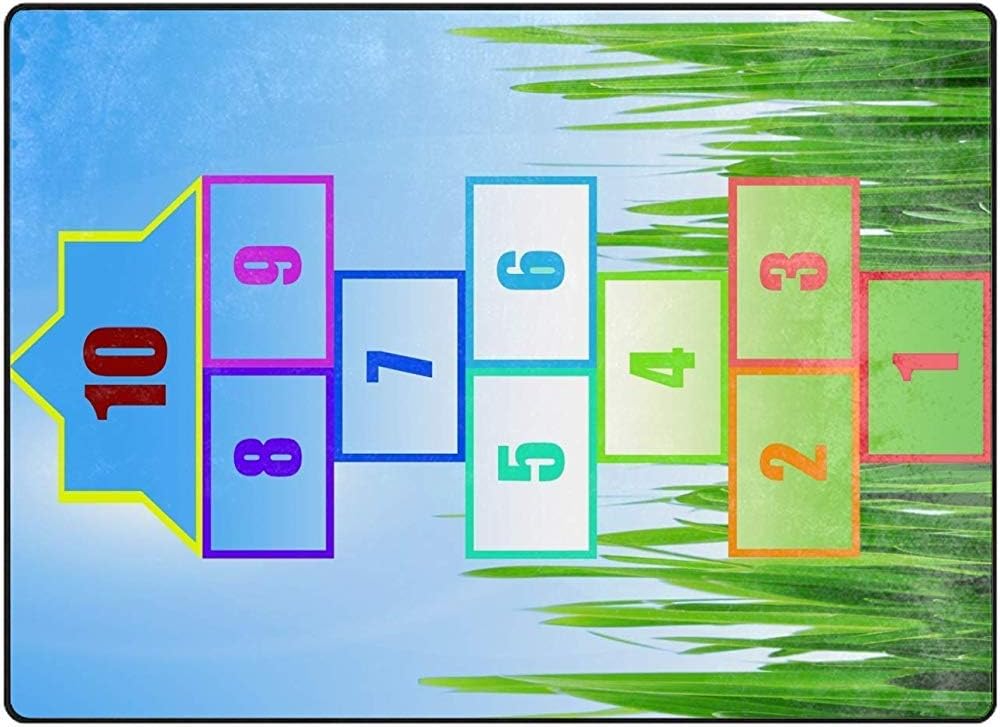 fingww Area rug Indoor Outdoor Entrance Rug Hopscotch Play Mat Kid Floor Mats Shoe Scraper Doormat 40X60cm