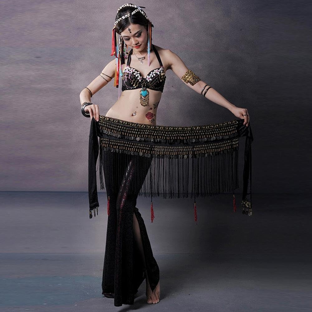 women waist chain handmade egypt belly dance hip scarf tribal scarves wrap tribal tassels coin performance nation skirt belt