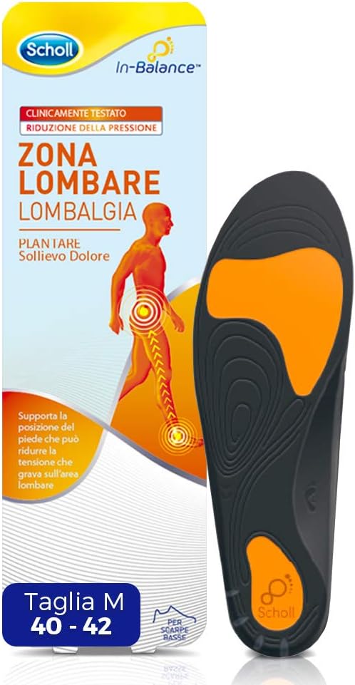 Scholl in-Balance Lower Back Pain Relief Insoles with Dual Layer Shock Absorbing Gel with Flexible Lumbar Support
